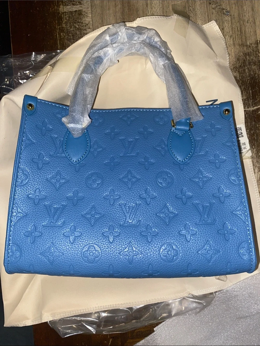 Louis Vuitton Blue Embossed Monogram Satchel
